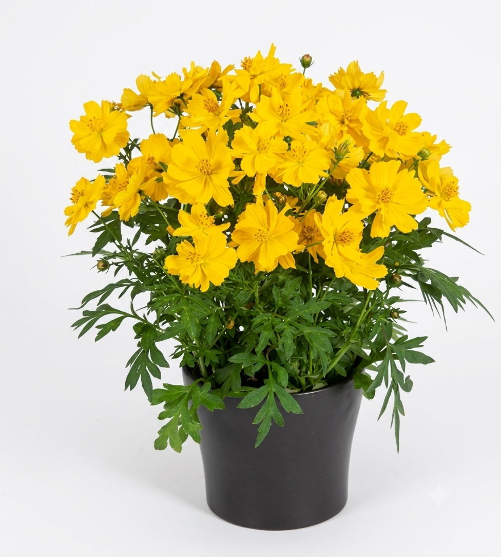 Healthy Cosmic Yellow Plant – Live Flowering Plant for Home & Garden
