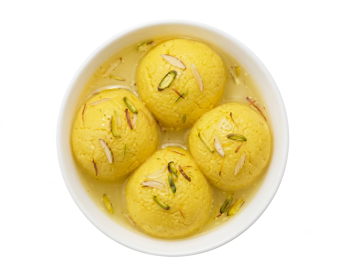 Premium Rajbhog – Rich Bengali Stuffed Chhena Sweet in Saffron Syrup