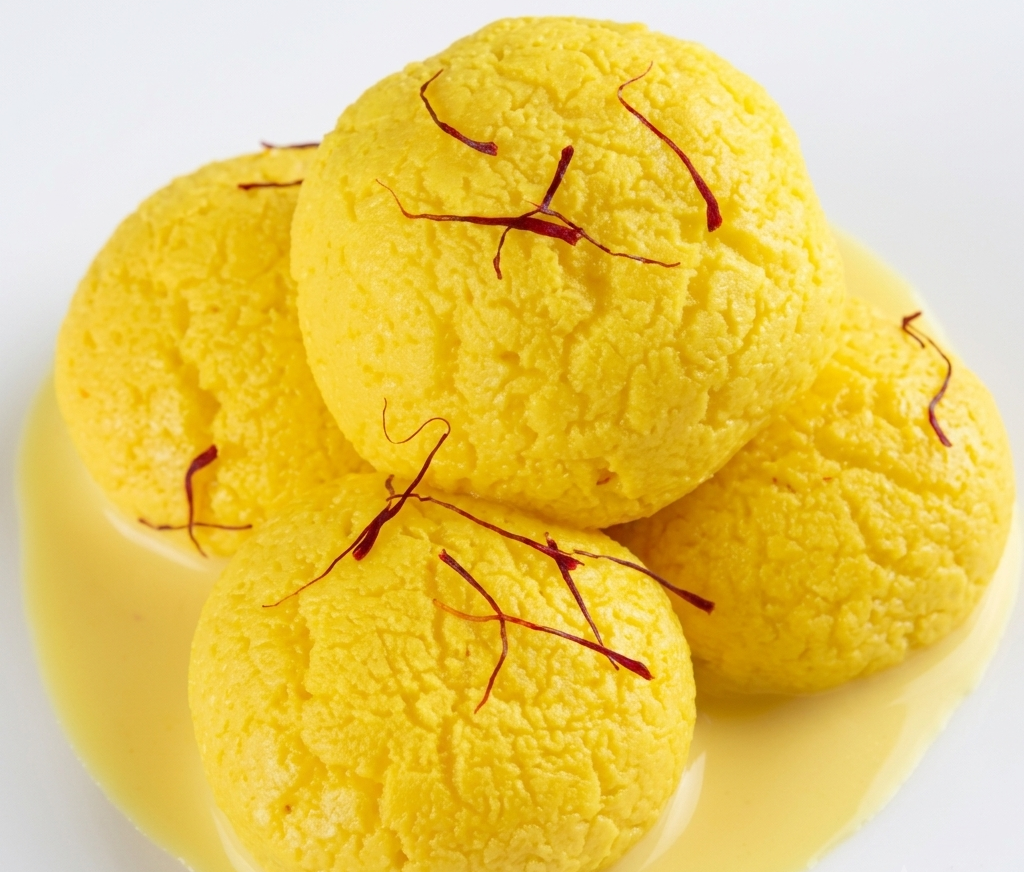 Premium Rajbhog – Rich Bengali Stuffed Chhena Sweet in Saffron Syrup